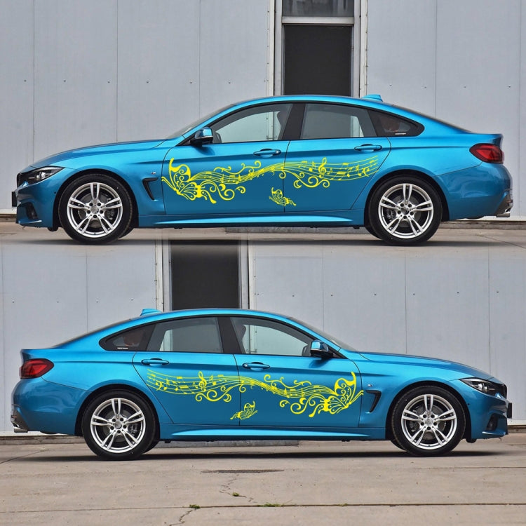 D-347 Butterfly Note Car Sticker Sheet Music Waist Line Body Sticker(Yellow) - Decorative Sticker by PMC TechLife | Online Shopping South Africa | PMC TechLife | Buy Now Pay Later Mobicred