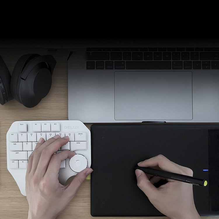 DELUX T11 29 Keys Single-Hand Keyboard Shortcut Key Speech Tool Flat Keyboard, Colour: Silver Black - free shipping - PMC TechLife - Order now!