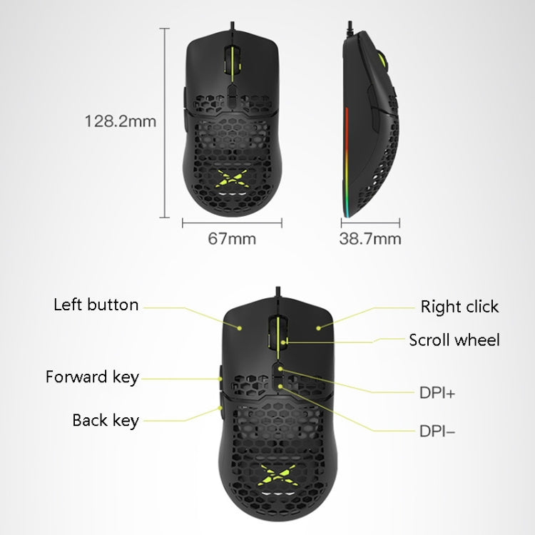 DELUX M700BU 7 Keys Wired Games Mouse Desktop Wired Mouse, Style: 3389 (Support 16000DPI) - free shipping - PMC Jewellery - Order now!