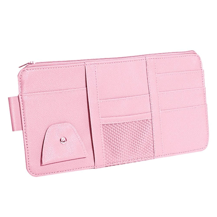2 PCS Auto Sun Visor Card Clip Business Card Glasses Clip Zipper Car Mobile Phone Document Folder(Pink) - Stowing Tidying by PMC TechLife | Online Shopping South Africa | PMC TechLife | Buy Now Pay Later Mobicred