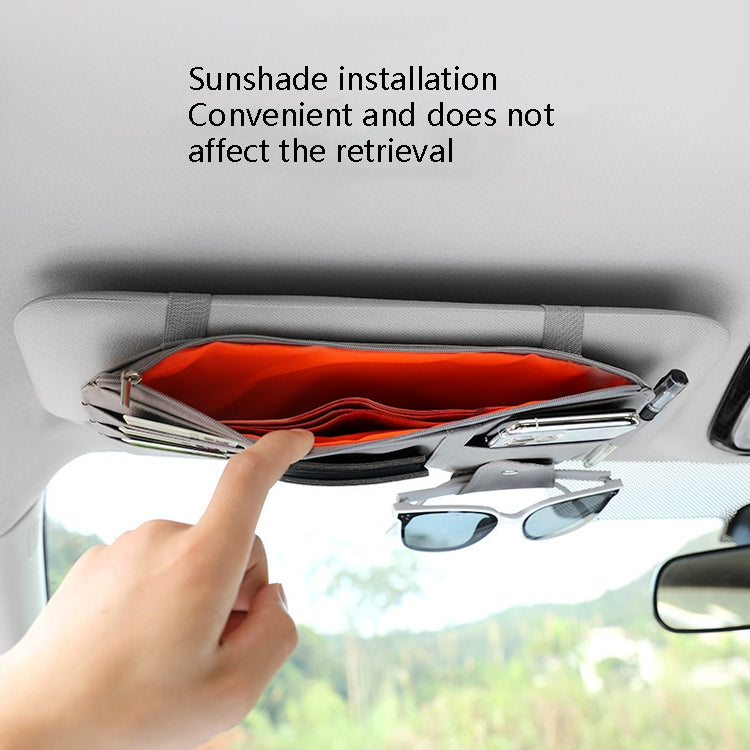 2 PCS Auto Sun Visor Card Clip Business Card Glasses Clip Zipper Car Mobile Phone Document Folder(Gray) - Stowing Tidying by PMC TechLife | Online Shopping South Africa | PMC TechLife | Buy Now Pay Later Mobicred
