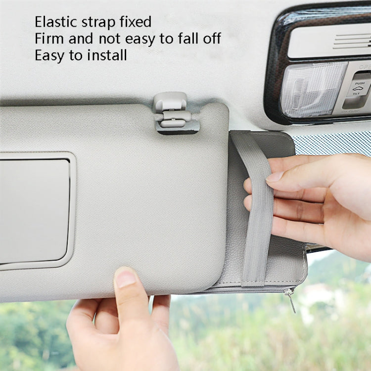 2 PCS Auto Sun Visor Card Clip Business Card Glasses Clip Zipper Car Mobile Phone Document Folder(Beige) - Stowing Tidying by PMC TechLife | Online Shopping South Africa | PMC TechLife | Buy Now Pay Later Mobicred