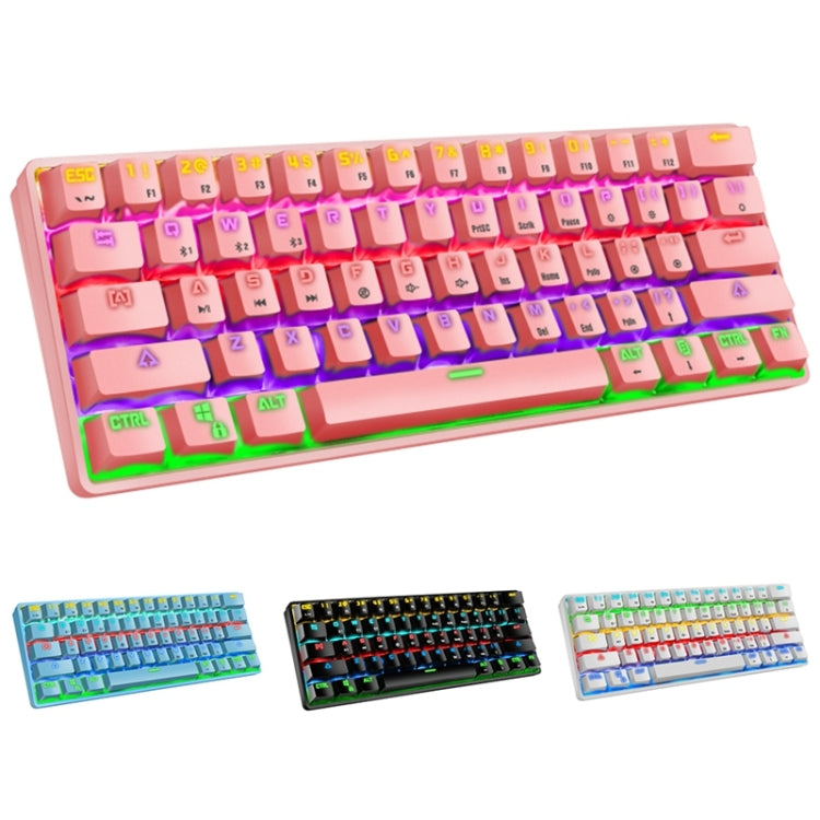 LEAVEN K28 61 Keys Gaming Office Computer RGB Wireless Bluetooth + Wired Dual Mode Mechanical Keyboard, Cabel Length:1.5m, Colour: Red Axis (Blue) - free shipping - PMC Jewellery - Order now!