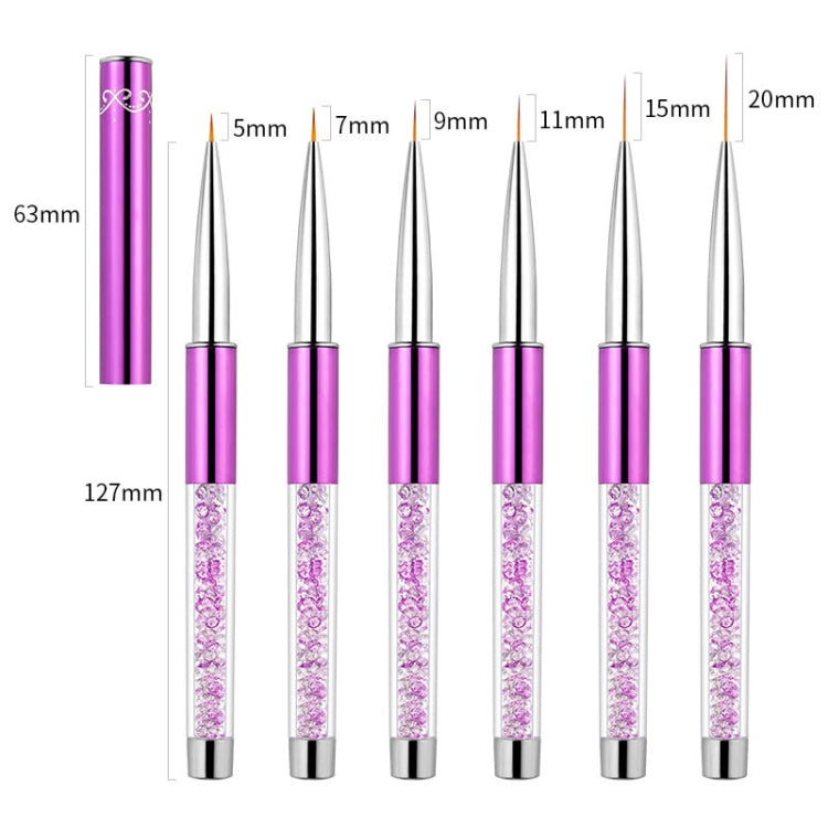 Nail Art Drawing Pen Purple Drill Rod Color Painting Flower Stripe Nail Brush With Pen Cover, Specification: 7mm - free shipping - PMC Jewellery - Order now!