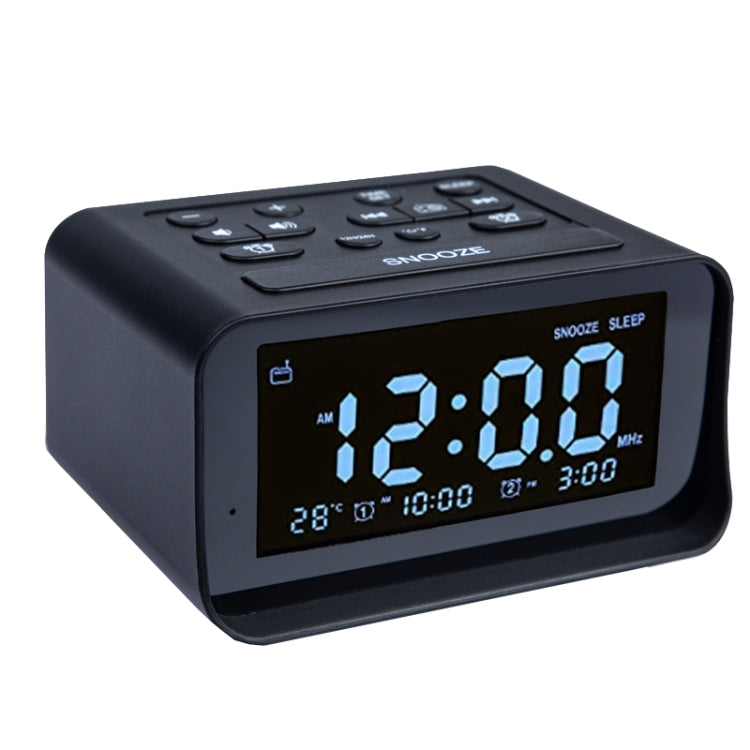 LED Digital Bedroom Alarm Clock With USB Charging Port Clock Radio Temperature Electronic Platform Clock, Specification: UK Plug(Black) - Alarm Clocks by PMc TechLife | Online Shopping South Africa | PMc TechLife | Buy Now Pay Later Mobicred