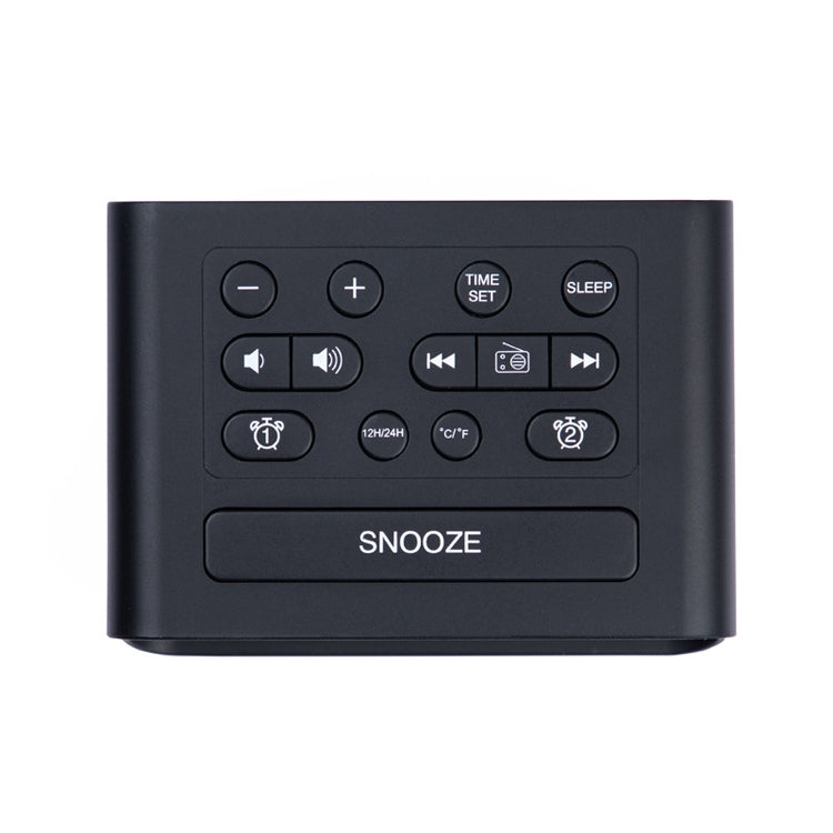 LED Digital Bedroom Alarm Clock With USB Charging Port Clock Radio Temperature Electronic Platform Clock, Specification: UK Plug(Black) - Alarm Clocks by PMc TechLife | Online Shopping South Africa | PMc TechLife | Buy Now Pay Later Mobicred