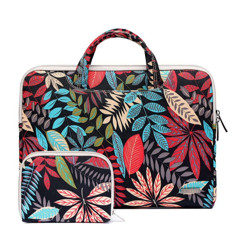 LiSEN LS-116 Simple Laptop Bag Business Laptop Liner Bag, Size: 15.6 inch(Canvas Colorful Leaves Black) - free shipping - PMC Jewellery - Order now!
