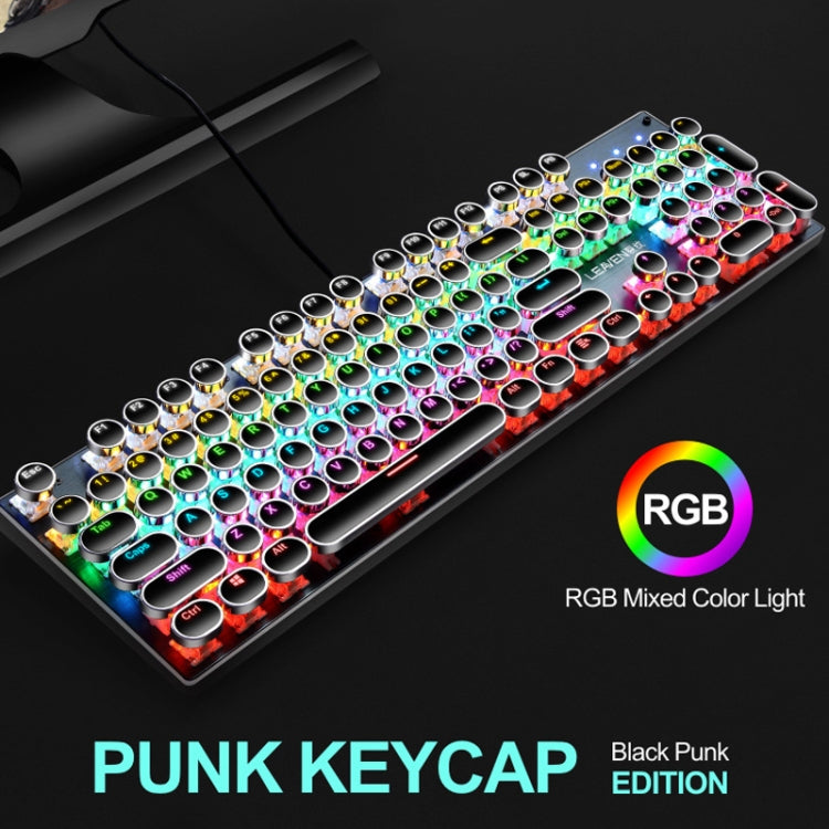 104 Keys Green Shaft RGB Luminous Keyboard Computer Game USB Wired Metal Mechanical Keyboard, Cabel Length:1.5m, Style: Punk Word Through Version (Black) - free shipping - PMC Jewellery - Order now!