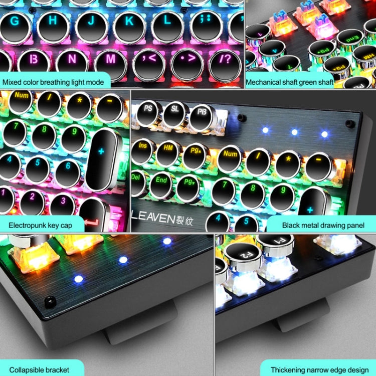 104 Keys Green Shaft RGB Luminous Keyboard Computer Game USB Wired Metal Mechanical Keyboard, Cabel Length:1.5m, Style: Punk Word Through Version (Black) - free shipping - PMC Jewellery - Order now!