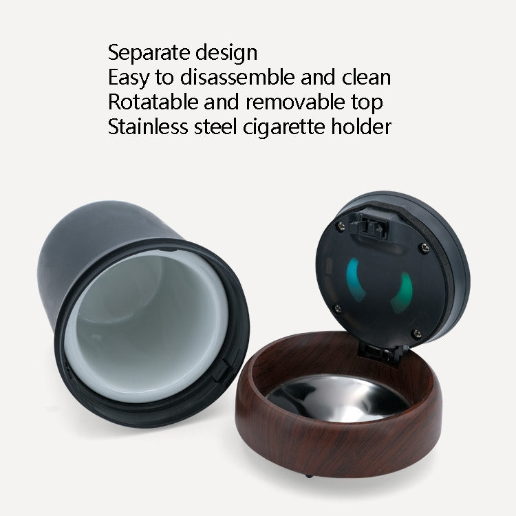 N17D Car Ashtray Arc Spot Tobacco With Lamp and Cover Car Ashtray(Wood Grain) - Ashtrays by PMC TechLife | Online Shopping South Africa | PMC TechLife | Buy Now Pay Later Mobicred