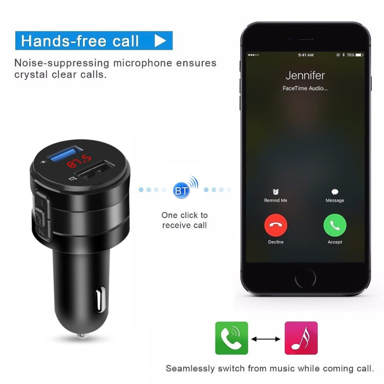 X20 Black Car Bluetooth Handsfree Car FM Transmitter Music Player Car Charger - Bluetooth Car Kits by PMC TechLife | Online Shopping South Africa | PMC TechLife | Buy Now Pay Later Mobicred
