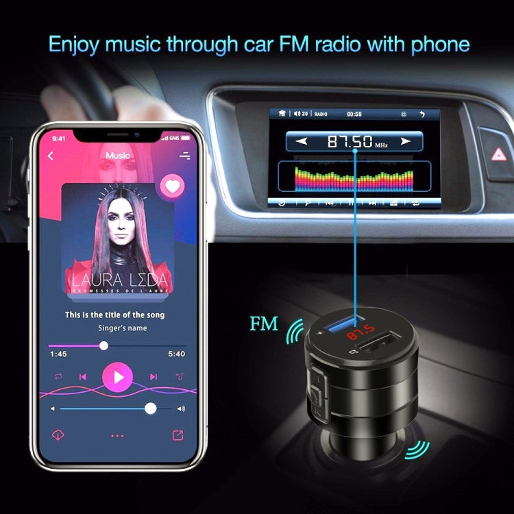X20 Black Car Bluetooth Handsfree Car FM Transmitter Music Player Car Charger - Bluetooth Car Kits by PMC TechLife | Online Shopping South Africa | PMC TechLife | Buy Now Pay Later Mobicred