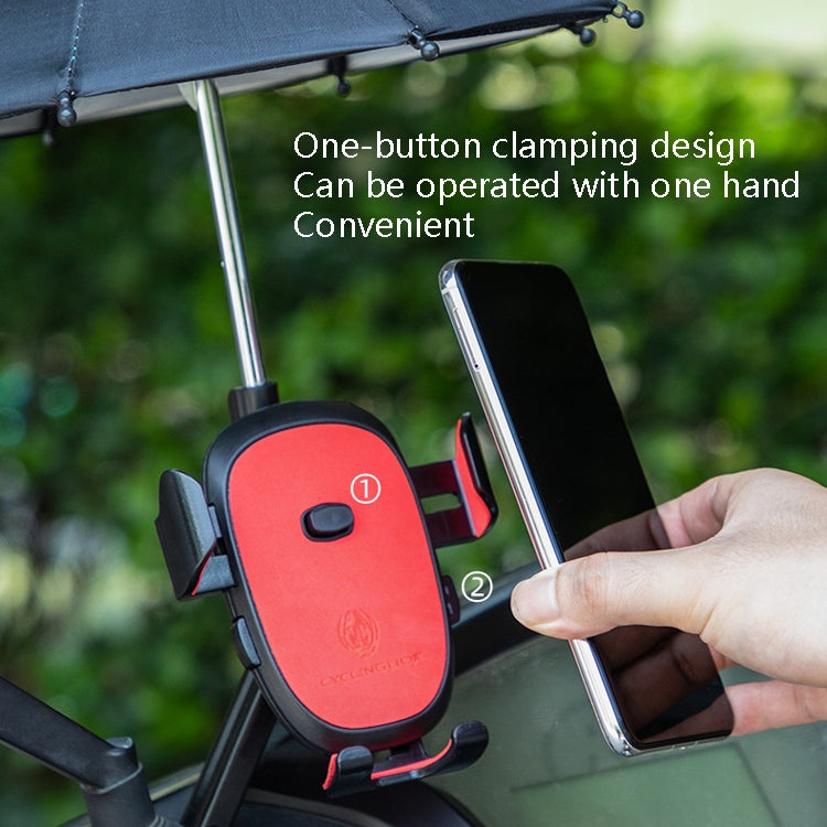 CYCLINGBOX BG-2935 Bicycle Mobile Phone Bracket With Umbrella Waterproof Navigation Electric Car Mobile Phone Frame, Style: Handlebar Installation (Black) - Holders by CYCLINGBOX | Online Shopping South Africa | PMC TechLife | Buy Now Pay Later Mobicred