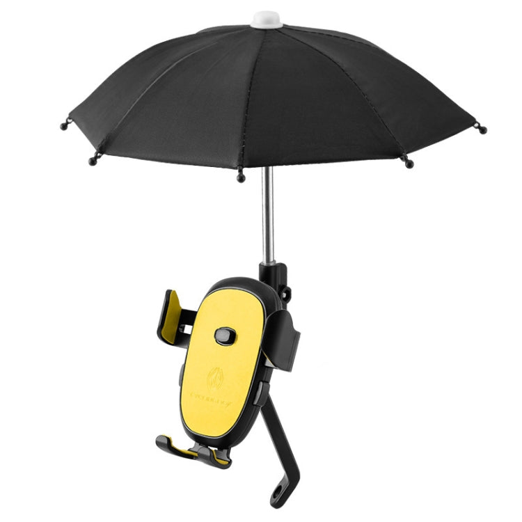 CYCLINGBOX BG-2935 Bicycle Mobile Phone Bracket With Umbrella Water-resistant Navigation Electric Car Mobile Phone Frame, Style: Rearview Mirror Installation (Yellow) - Holders by CYCLINGBOX | Online Shopping South Africa | PMC TechLife | Buy Now Pay Later Mobicred