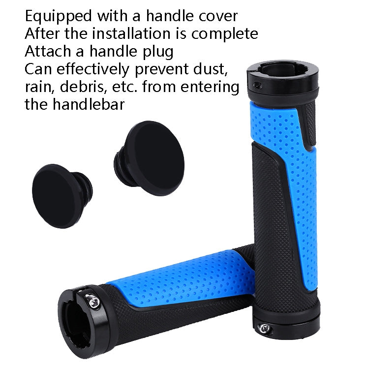 1pair BG-0404 Bicycle Rubber Handle Cover The Mountain Bike Bilateral Lock Dead Anti-Slip Handle Cover(Blue) - Bicycle Grips by PMc TechLife | Online Shopping South Africa | PMc TechLife | Buy Now Pay Later Mobicred