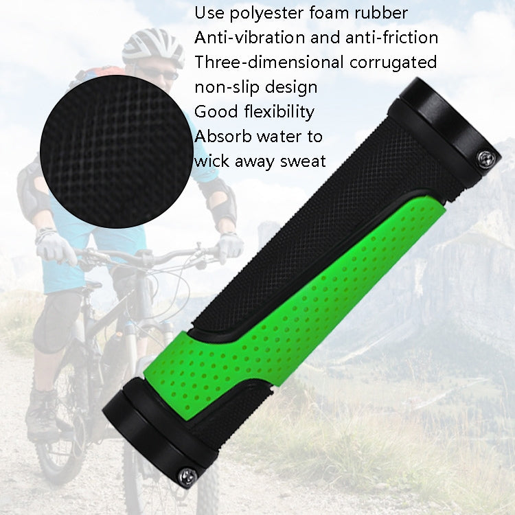 1pair BG-0404 Bicycle Rubber Handle Cover The Mountain Bike Bilateral Lock Dead Anti-Slip Handle Cover(Green) - Bicycle Grips by PMc TechLife | Online Shopping South Africa | PMc TechLife | Buy Now Pay Later Mobicred
