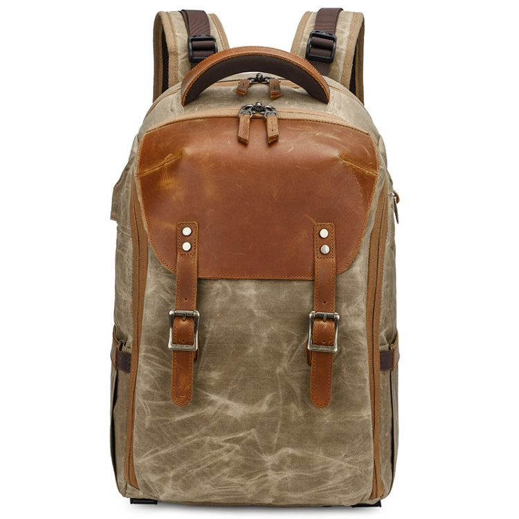 K805 Waterproof Batik Canvas Camera Backpack Outdoor Liner Shoulder Photography Bag(Khaki) - Backpack by PMC TechLife | Online Shopping South Africa | PMC TechLife | Buy Now Pay Later Mobicred