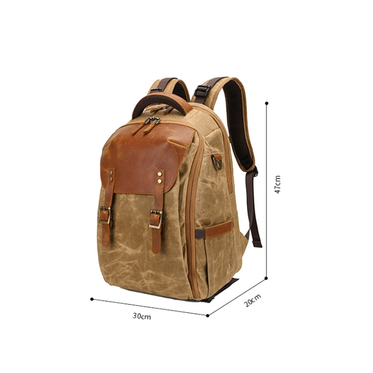 K805 Waterproof Batik Canvas Camera Backpack Outdoor Liner Shoulder Photography Bag(Khaki) - Backpack by PMC TechLife | Online Shopping South Africa | PMC TechLife | Buy Now Pay Later Mobicred