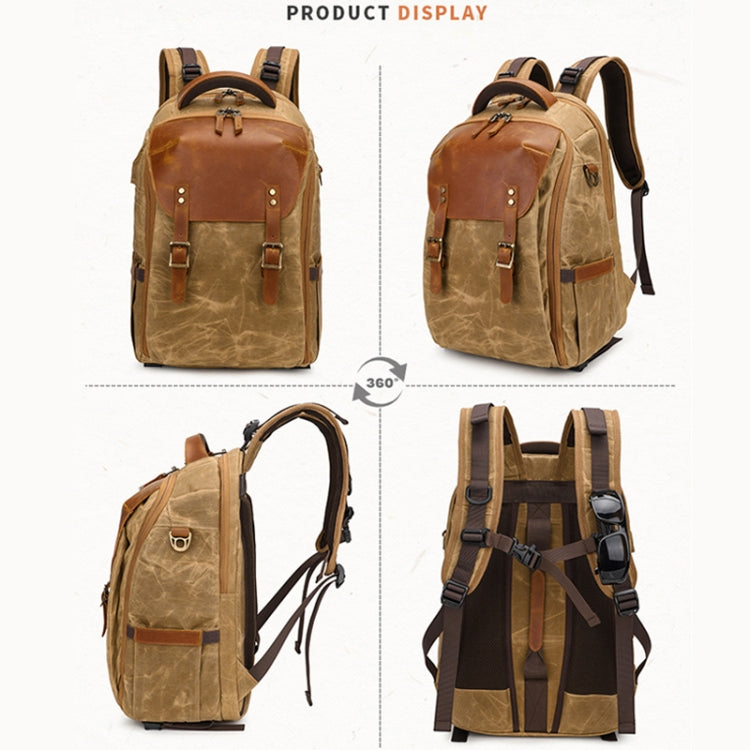 K805 Waterproof Batik Canvas Camera Backpack Outdoor Liner Shoulder Photography Bag(Soil Yellow) - Backpack by PMC TechLife | Online Shopping South Africa | PMC TechLife | Buy Now Pay Later Mobicred