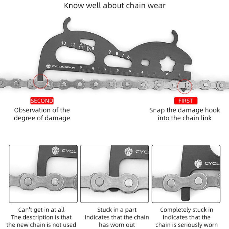 CYCLINGBOX Mountain Bicycle Chain Wear Measuring Ruler Measuring Chain Ruler Inspection Tool(Black) - Maintenance tools by CYCLINGBOX | Online Shopping South Africa | PMc TechLife | Buy Now Pay Later Mobicred