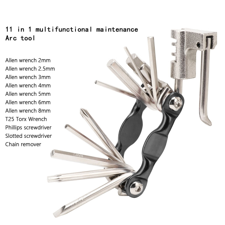 BG-9835D Bicycle Multi-Function Maintenance Curved 11 In 1 Tool Mountain Highway Bike With Interception Machine Combination Tool(silver) - Maintenance tools by PMc TechLife | Online Shopping South Africa | PMc TechLife | Buy Now Pay Later Mobicred