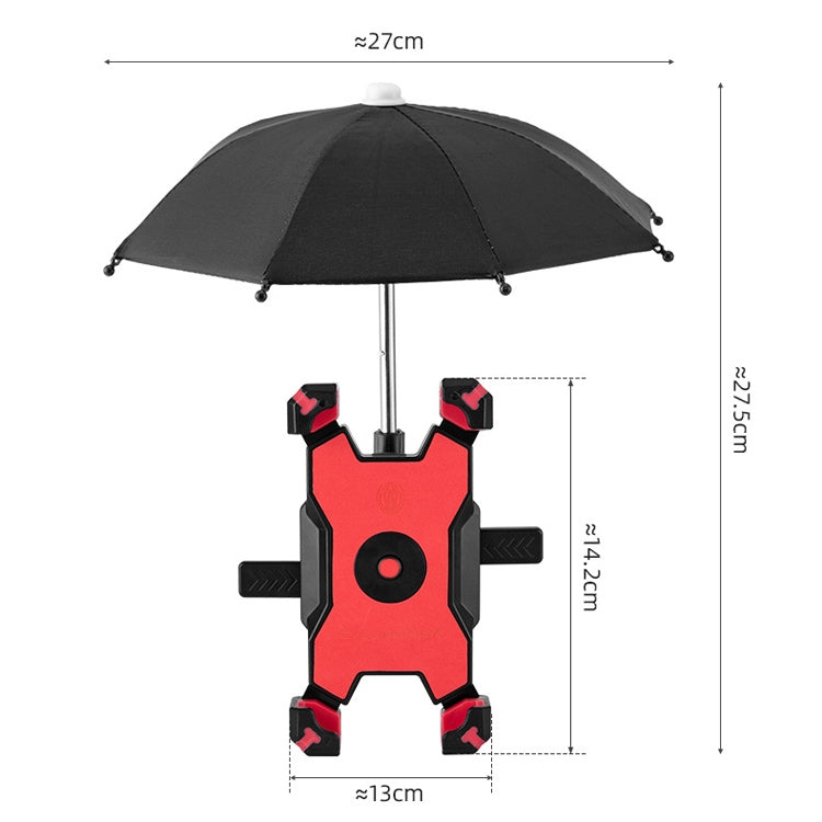 CYCLINGBOX Bicycle Mobile Phone Bracket With Parasol Rider Mobile Phone Frame, Style: Rearview Mirror Installation (Red) - Holders by CYCLINGBOX | Online Shopping South Africa | PMC TechLife | Buy Now Pay Later Mobicred