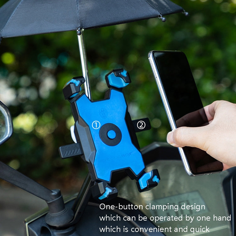 CYCLINGBOX Bicycle Mobile Phone Bracket With Parasol Rider Mobile Phone Frame, Style: Rearview Mirror Installation (Red) - Holders by CYCLINGBOX | Online Shopping South Africa | PMC TechLife | Buy Now Pay Later Mobicred