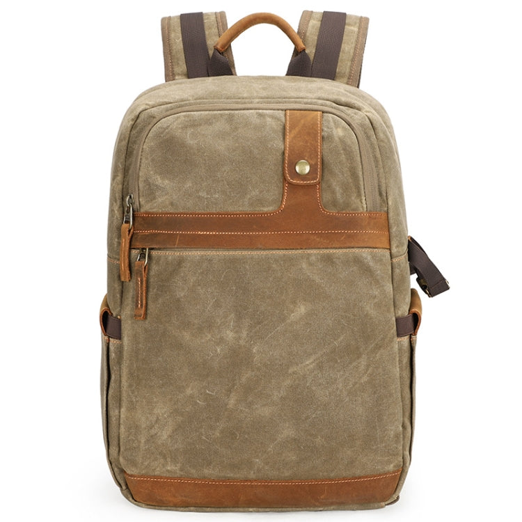 D1383 Outdoor SLR Digital Camera Backpack Waterproof Batik Canvas Camera Bag(Khaki) - free shipping - PMC TechLife - Order now!