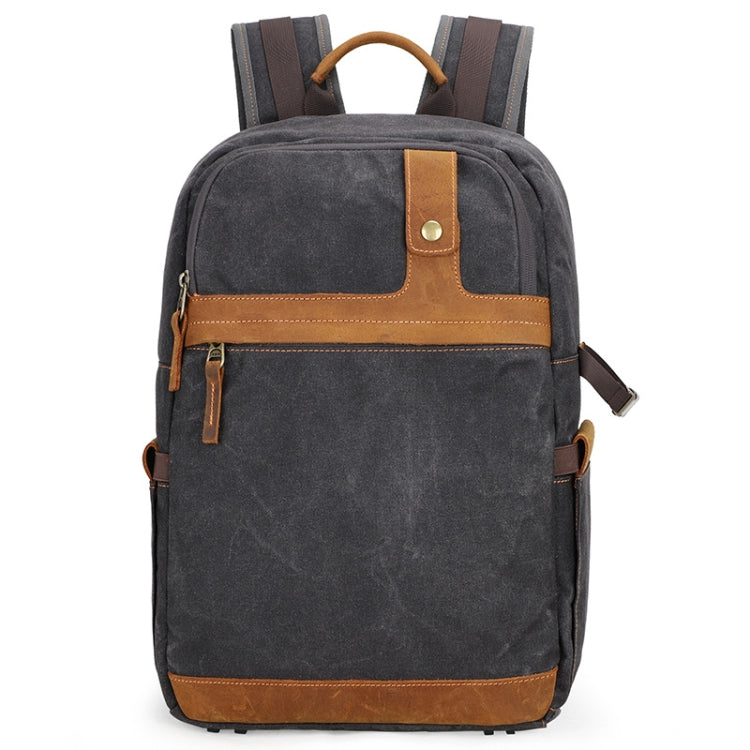 D1383 Outdoor SLR Digital Camera Backpack Waterproof Batik Canvas Camera Bag(Gray) - Backpack by PMC TechLife | Online Shopping South Africa | PMC TechLife | Buy Now Pay Later Mobicred