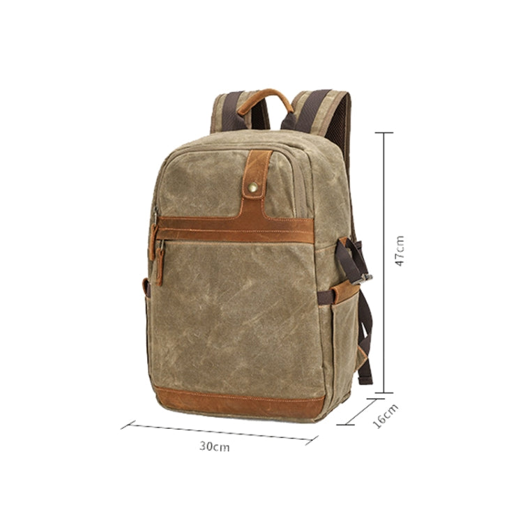 D1383 Outdoor SLR Digital Camera Backpack Waterproof Batik Canvas Camera Bag(Khaki) - free shipping - PMC TechLife - Order now!