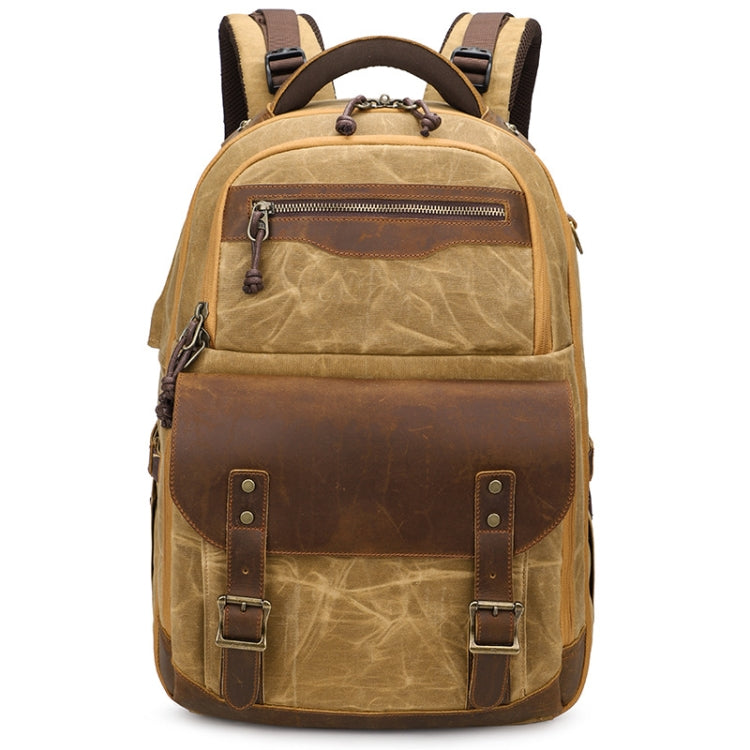 K813 Retro SLR Camera Bag Canvas Shoulder Computer Camera Bag(Soil Yellow) - Backpack by PMC TechLife | Online Shopping South Africa | PMC TechLife | Buy Now Pay Later Mobicred
