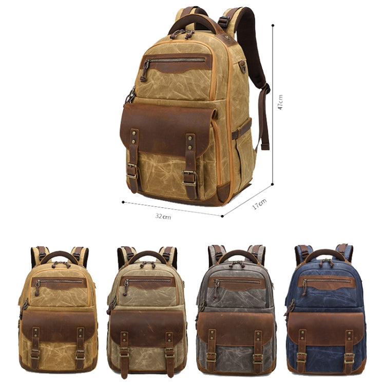 K813 Retro SLR Camera Bag Canvas Shoulder Computer Camera Bag(Blue) - Backpack by PMC TechLife | Online Shopping South Africa | PMC TechLife | Buy Now Pay Later Mobicred