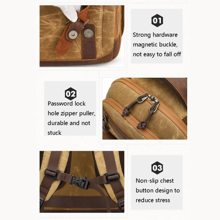 K813 Retro SLR Camera Bag Canvas Shoulder Computer Camera Bag(Soil Yellow) - Backpack by PMC TechLife | Online Shopping South Africa | PMC TechLife | Buy Now Pay Later Mobicred