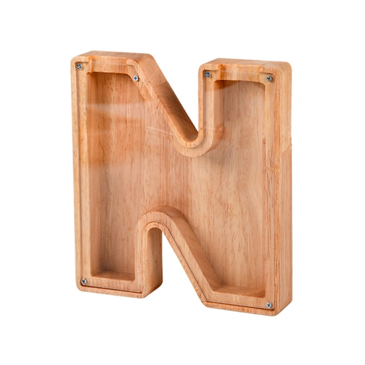 Wooden English Alphabet Piggy Bank Transparent Acrylic Piggy Bank(N) - Piggy Banks by PMC TechLife | Online Shopping South Africa | PMC TechLife | Buy Now Pay Later Mobicred