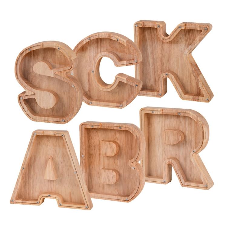 Wooden English Alphabet Piggy Bank Transparent Acrylic Piggy Bank(N) - Piggy Banks by PMC TechLife | Online Shopping South Africa | PMC TechLife | Buy Now Pay Later Mobicred