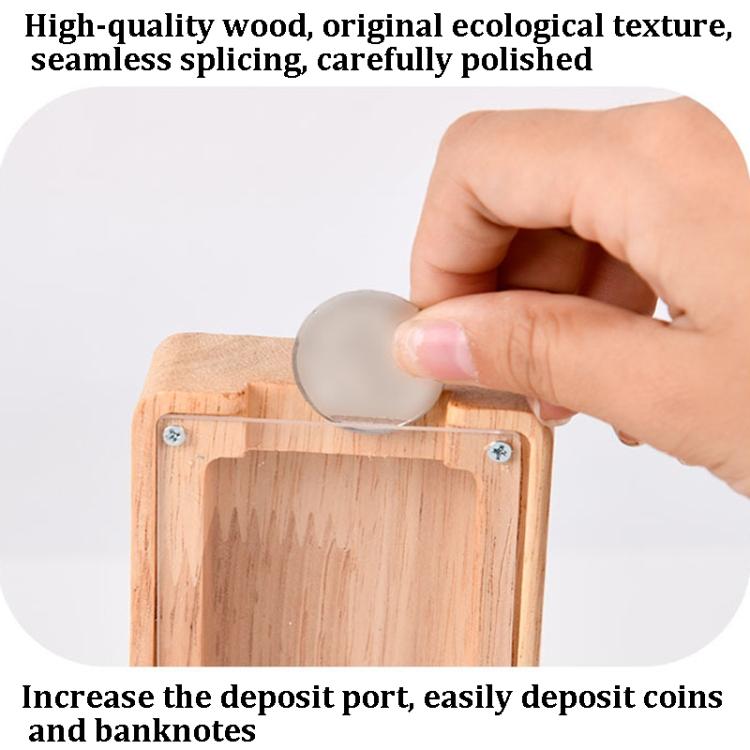 Wooden English Alphabet Piggy Bank Transparent Acrylic Piggy Bank(V) - Piggy Banks by PMC TechLife | Online Shopping South Africa | PMC TechLife | Buy Now Pay Later Mobicred