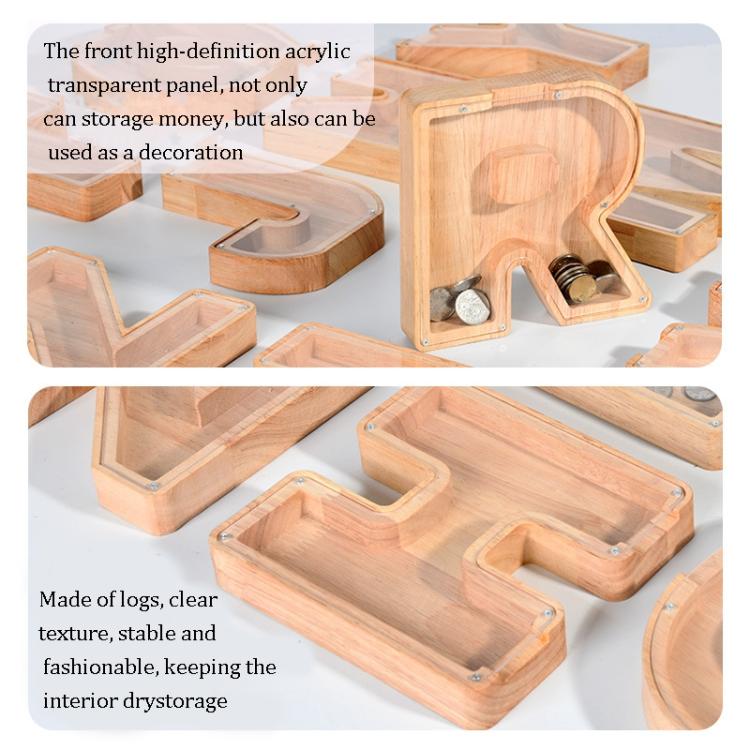 Wooden English Alphabet Piggy Bank Transparent Acrylic Piggy Bank(N) - Piggy Banks by PMC TechLife | Online Shopping South Africa | PMC TechLife | Buy Now Pay Later Mobicred