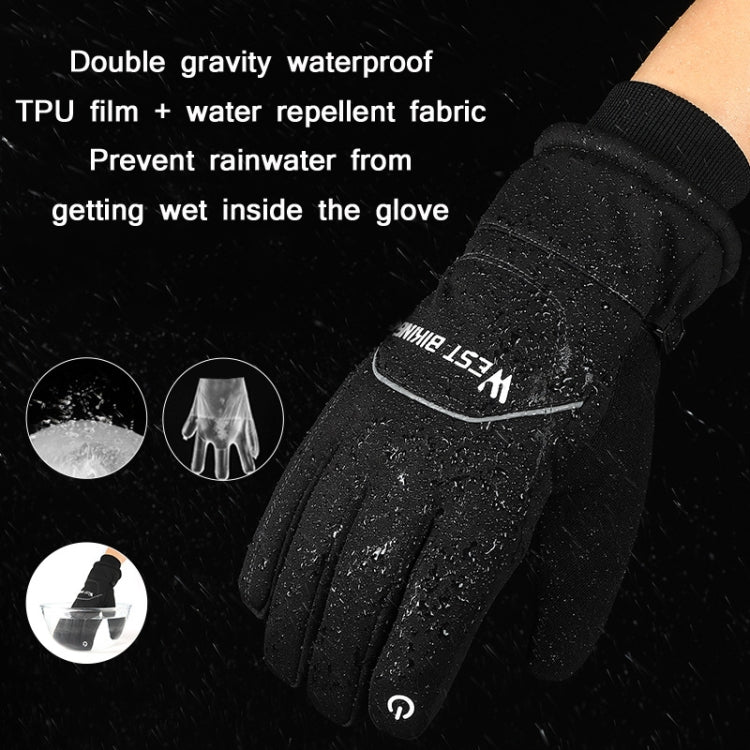 WEST BIKING YP0211221 Winter Warm Fleece Riding Gloves Non-Slip Waterproof Touch Screen Gloves, Size: XL(Black) - free shipping - PMc TechLife - Order now!
