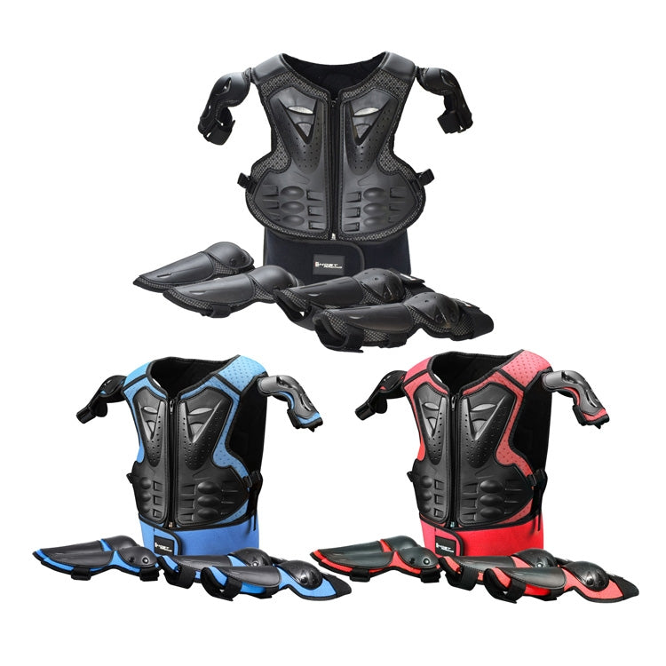 GHOST RACING Motorcycle Protective Gear Children Safety Riding Sport Vest + Knee Pads + Elbow Pads Protective Suit(Black) - free shipping - PMC TechLife - Order now!