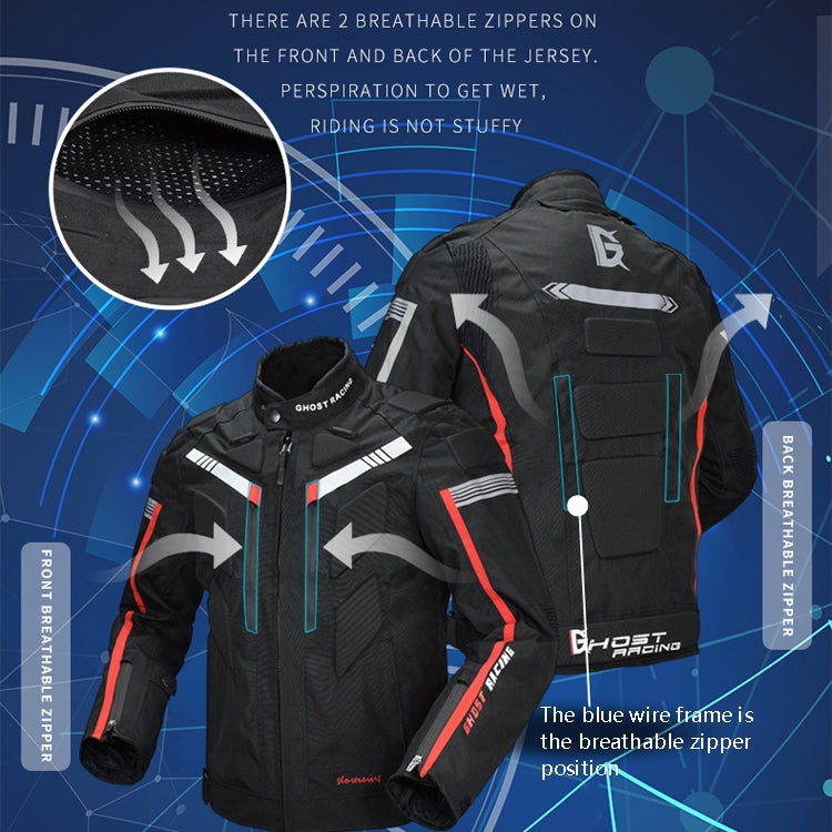 GHOST RACING GR-Y07 Motorcycle Cycling Jacket Four Seasons Locomotive Racing Anti-Fall Cloth, Size: XXXXL(Light Grey) - free shipping - PMC TechLife - Order now!