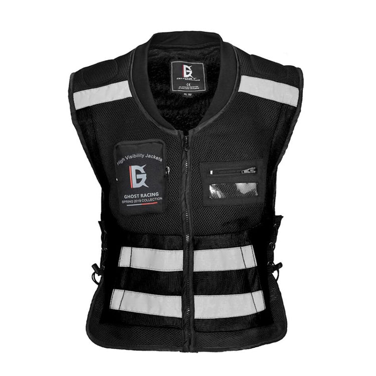 GHOST RACING GR-Y06 Motorcycle Riding Vest Safety Reflective Vest, Size: L(Black) - free shipping - PMC TechLife - Order now!
