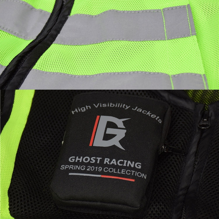 GHOST RACING GR-Y06 Motorcycle Riding Vest Safety Reflective Vest, Size: L(Black) - free shipping - PMC TechLife - Order now!