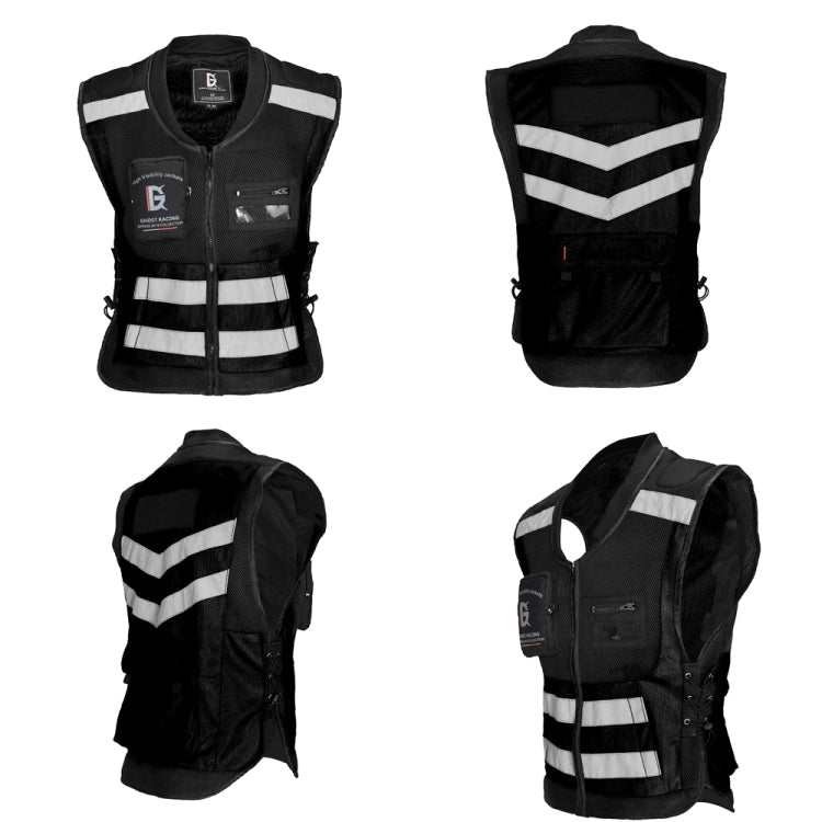 GHOST RACING GR-Y06 Motorcycle Riding Vest Safety Reflective Vest, Size: XXXL(Black) - Protective Gear by GHOST RACING | Online Shopping South Africa | PMC TechLife | Buy Now Pay Later Mobicred