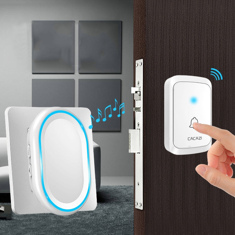 CACAZI A80 1 For 1 Wireless Music Doorbell without Battery, Plug:EU Plug(Black) - Wireless Doorbell by CACAZI | Online Shopping South Africa | PMC TechLife | Buy Now Pay Later Mobicred