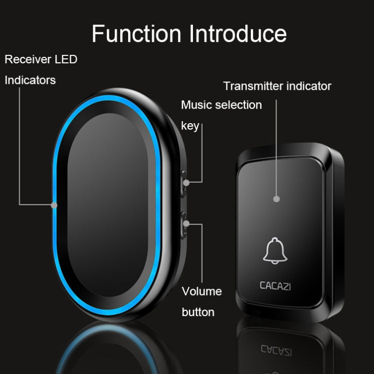 CACAZI A80 1 For 1 Wireless Music Doorbell without Battery, Plug:UK Plug(White) - free shipping - PMC TechLife - Order now!