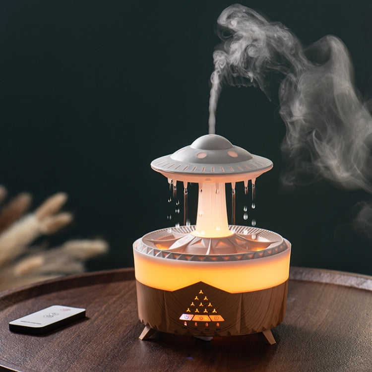 UFO Water Drop Aromatherapy Humidifier Desktop Remote Control Diffuser, Plug: EU Plug(Wood Grain) - free shipping - PMC TechLife - Order now!