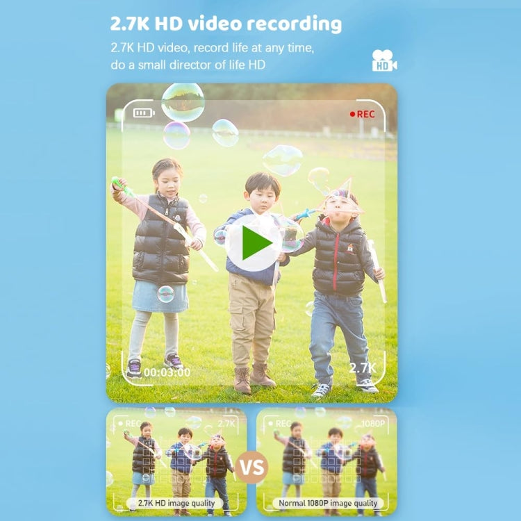 DC502 2.4-Inch 16X Zoom 2.7K Video Recording Children Digital Camera, Color: Blue No Card(US Plug) - free shipping - PMC Jewellery - Order now!