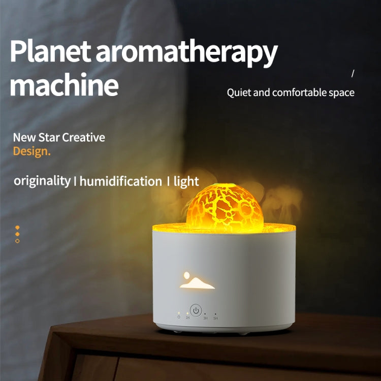 HX-130 Colorful Night Light Planet Desktop Flame Aromatherapy Humidifier, Spec: UK Plug(White) - free shipping - PMC TechLife - Order now!