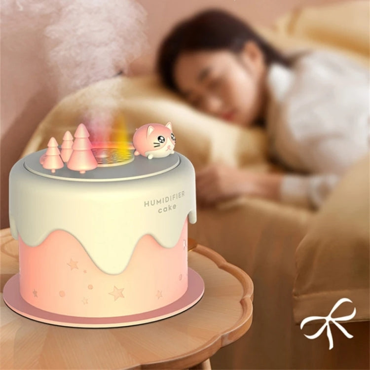 M328 Battery Type Mini Desktop Night Light Cartoon Cake Silent Spray Humidifier(White) - free shipping - PMC TechLife - Order now!