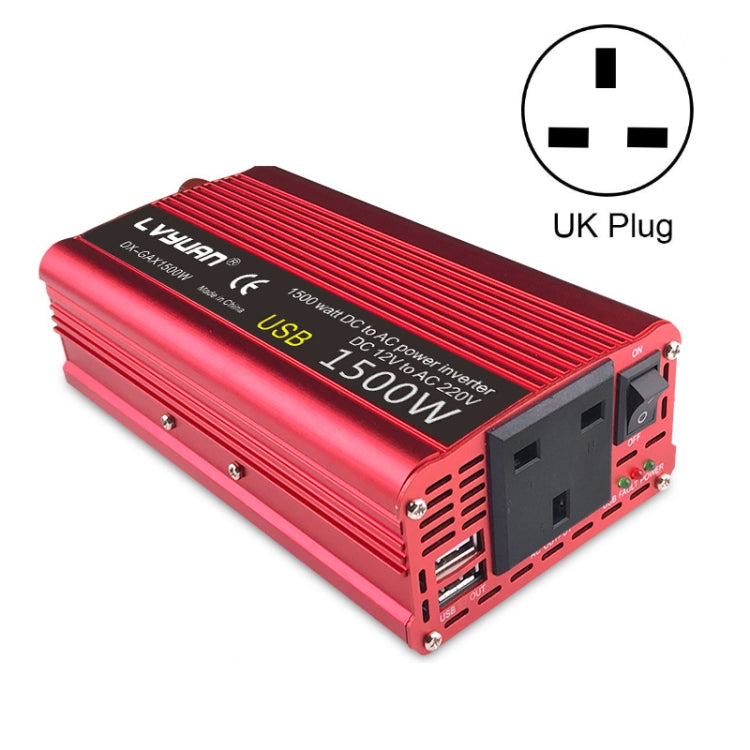 LVYUAN Car Inverter Dual USB Power Converter, Specification: 12V to 220V 1500W UK Plug - Modified Square Wave by PMC TechLife | Online Shopping South Africa | PMC TechLife | Buy Now Pay Later Mobicred